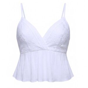 IRO Mireya White Eyelet Lace Peplum Halter Camisole Top WM16MIREYA Size 40 NEW